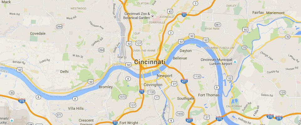 Cincinnati Waste Dumpster Rental Service Area Map